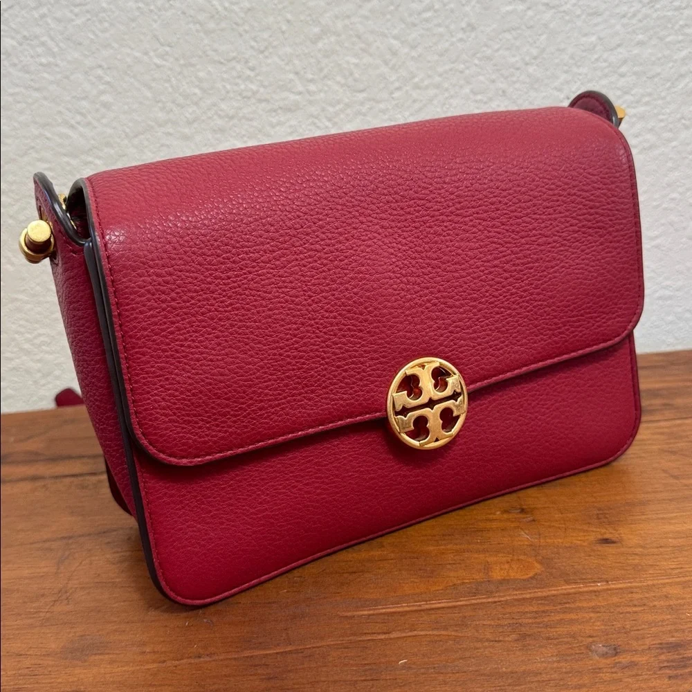 Tory Burch Chelsea Elegant Red Leather Crossbody Bag